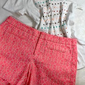 Gap neon orange and cream shorts tall high rise